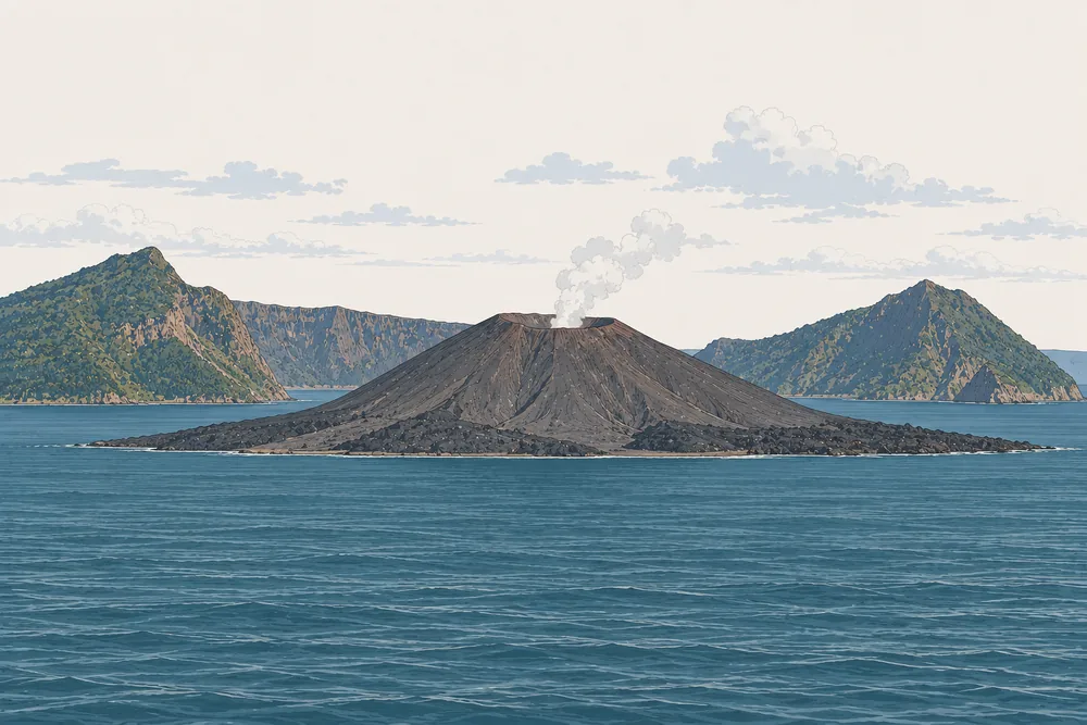 Krakatau, gezeichnete Ansicht