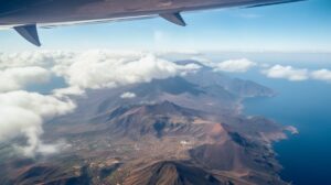 Vulkanlandschaft, Foto aus dem Flugzeug