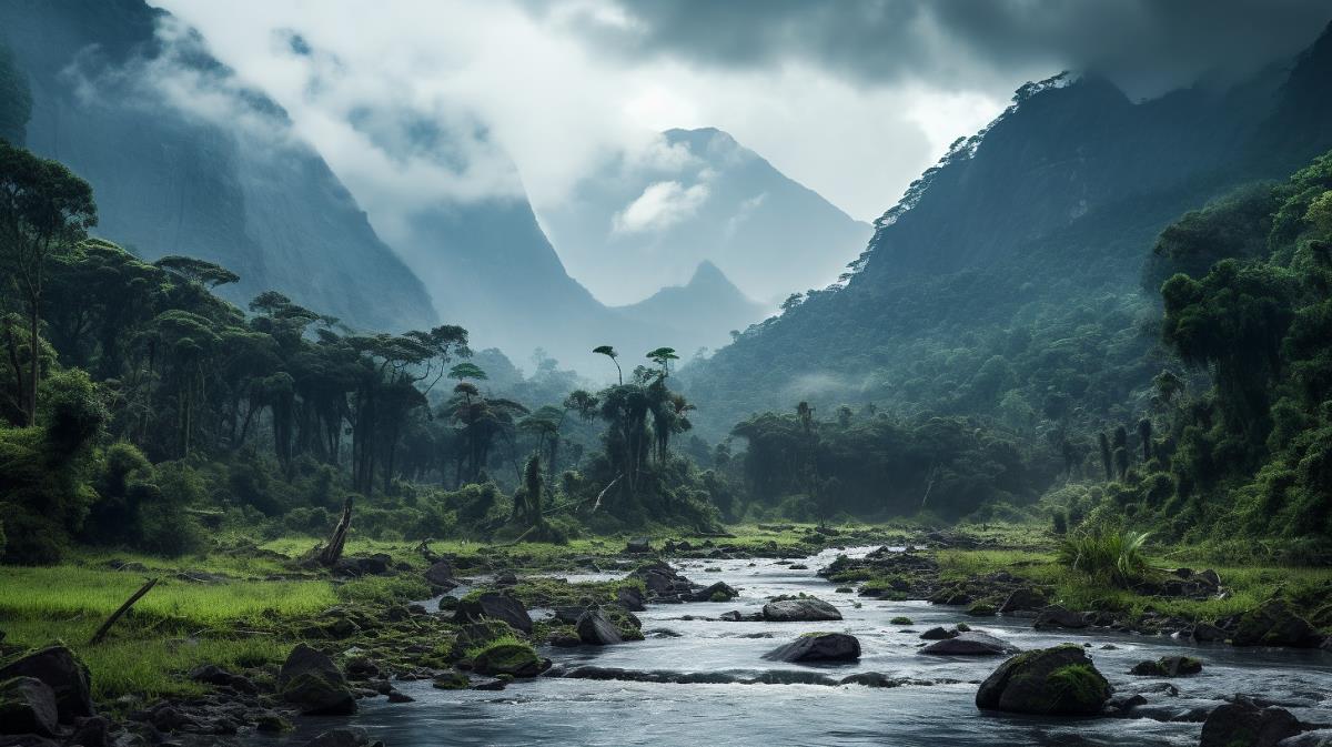 Vulkanlandschaft im indonesischen Regenwald